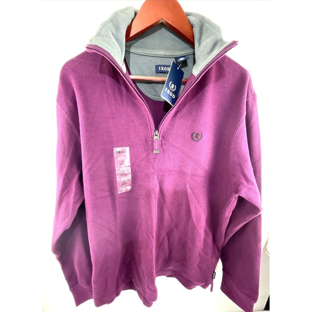 IZOD Mens Polo Sweater M Medium Purple